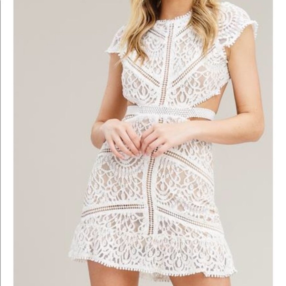 Signature 8 Lace Cut-Out Mini Dress